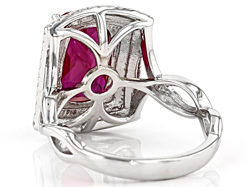 Bella Luce ® 5.08ctw Ruby And White Diamond Simulants Rhodium Over Sterling Silver Ring - Size 5
