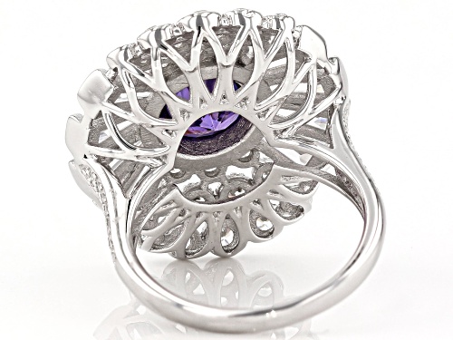 Bella Luce® 7.25ctw Amethyst And White Diamond Simulants Rhodium Over Sterling Silver Ring - Size 7