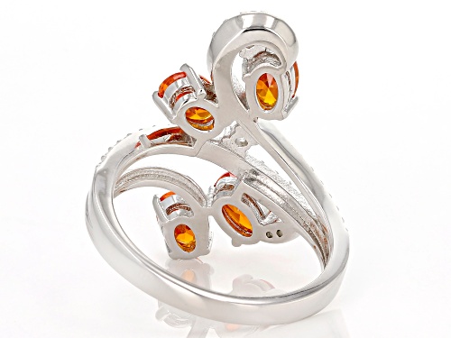 Bella Luce ® 1.48ctw Orange Sapphire And White Diamond Simulants Rhodium Over Silver Ring - Size 5