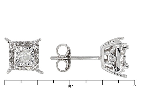 .21ctw Round White Diamond Rhodium Over Sterling Silver Stud Earrings