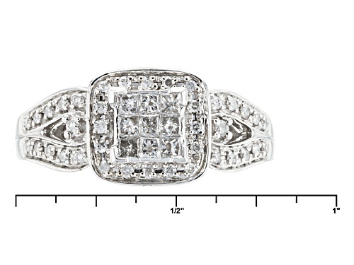 .40ctw Round And Princess Cut White Diamond Rhodium Over Sterling Silver Ring - Size 7