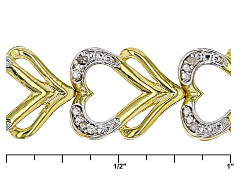 Emulous™ .10ctw Round White Diamond 18k Yellow Gold Over Brass Heart Bracelet - Size 7.5