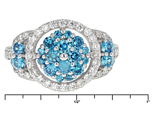 Bella Luce ® 2.60ctw Neon Apatite And White Diamond Simulants Rhodium Over Sterling Silver Ring - Size 12