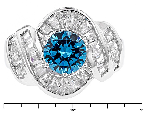 Bella Luce ® 5.15ctw Neon Apatite And White Diamond Simulants Rhodium Over Sterling Silver Ring - Size 8