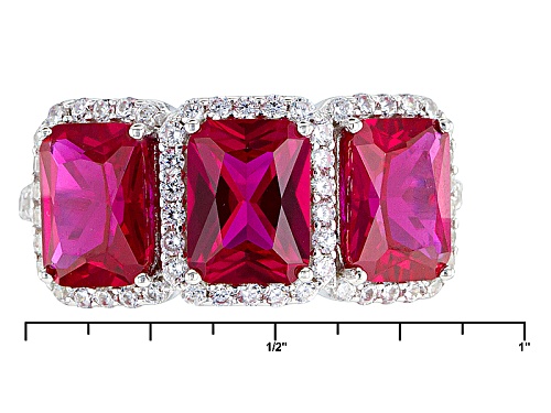 Bella Luce ® 5.35ctw Ruby And White Diamond Simulants Rhodium Over Sterling Silver Ring - Size 8