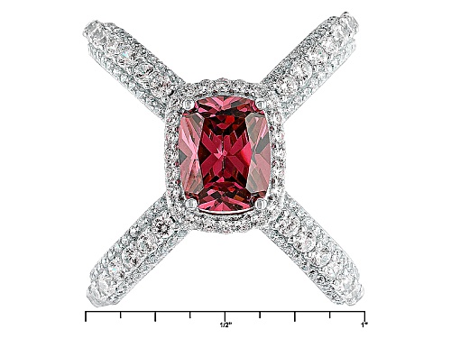 Bella Luce ® 5.95ctw Rhodolite And White Diamond Simulants Rhodium Over Sterling Silver Ring - Size 6