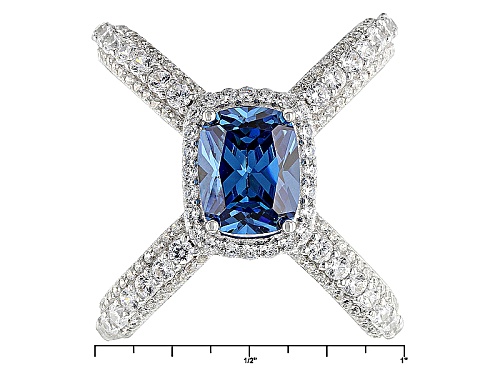 Bella Luce ® 5.95ctw London Blue Topaz And White Diamond Simulants Rhodium Over Silver Ring - Size 7