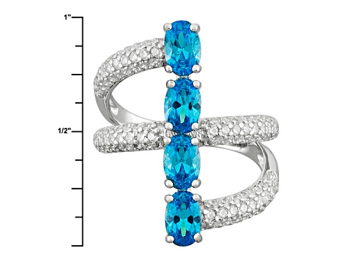 Bella Luce ® 4.12ctw Neon Apatite And White Diamond Simulants Rhodium Over Sterling Silver Ring - Size 5