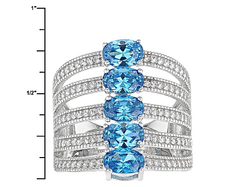 Bella Luce ® 4.20ctw Neon Apatite And White Diamond Simulants Rhodium Over Sterling Silver Ring - Size 6