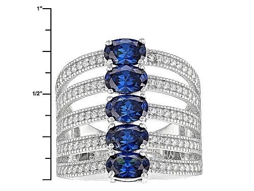 Bella Luce ® 4.20ctw Blue Sapphire And White Diamond Simulants Rhodium Over Sterling Silver Ring - Size 7