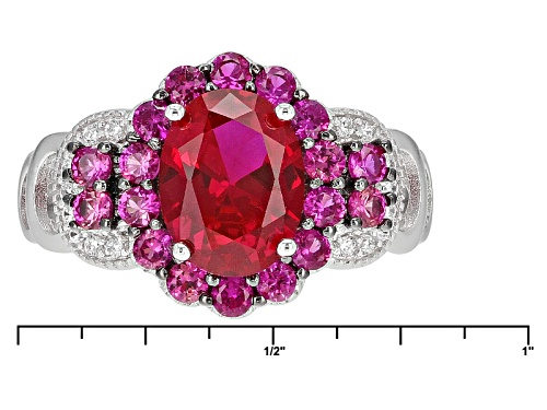 Bella Luce ® 1.80ctw Ruby And White Diamond Simulants Rhodium Over Sterling Silver Ring - Size 11