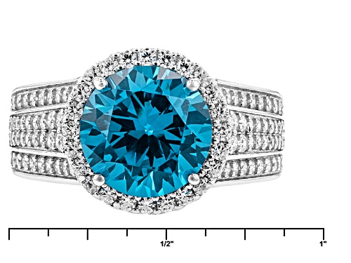 Bella Luce ® 7.53ctw Neon Apatite And White Diamond Simulants Rhodium Over Sterling Silver Ring - Size 10