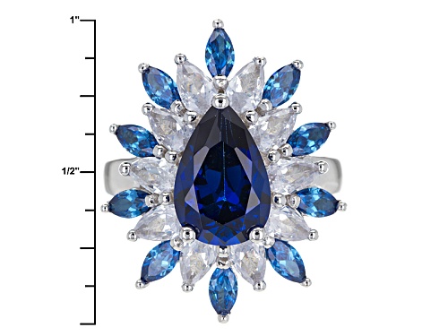 Bella Luce ® 12.33ctw Blue Apatite And White Diamond Simulants Rhodium Over Sterling Silver Ring - Size 11