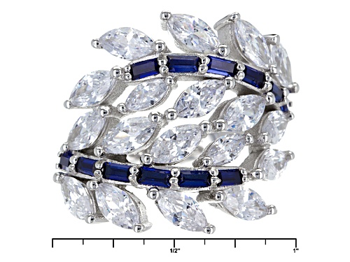 Bella Luce ® 7.48ctw Blue Sapphire And White Diamond Simulants Rhodium Over Sterling Silver Ring - Size 7