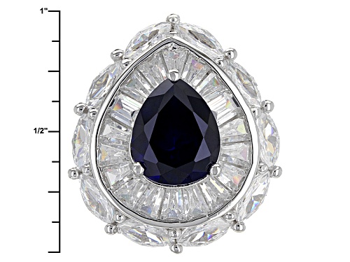 Bella Luce ® 10.75ctw Blue Sapphire And White Diamond Simulants Rhodium Over Sterling Silver Ring - Size 11