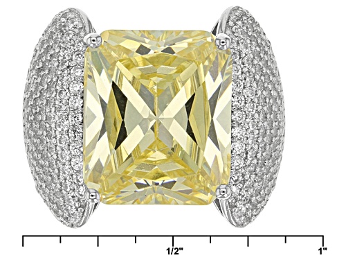 Bella Luce ® 18.10ctw Canary And White Diamond Simulants Rhodium Over Sterling Silver Ring - Size 6