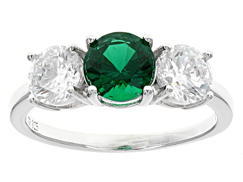 14.80ctw Emerald And White Cubic Zirconia Rhodium Over Sterling Ring And Earrings