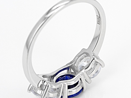 Bella Luce®14.80ctw Lab Blue Spinel &White Diamond Simulant Rhodium Over Sterling Ring And Earrings