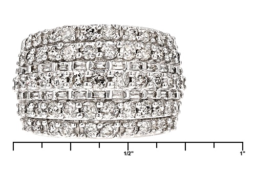 2.25ctw Round And Baguette White Diamond 10k White Gold Ring - Size 7