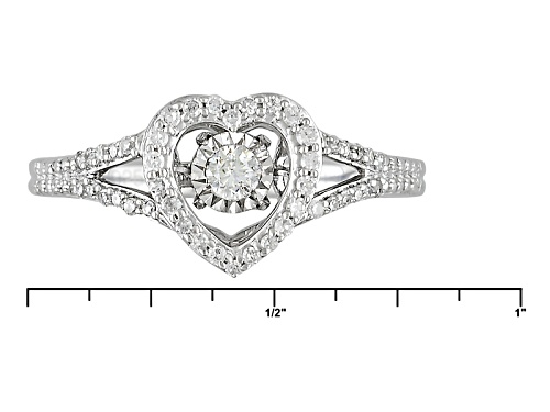 .25ctw Round White Diamond Rhodium Over Sterling Silver Dancing Diamond Heart Ring - Size 7