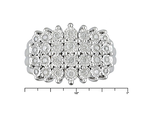 .50ctw Round White Diamond Rhodium Over Sterling Silver Ring - Size 7