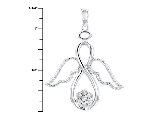 .10ctw Round White Diamond Rhodium Over Sterling Silver Pendant With An 18inch Rope Chain