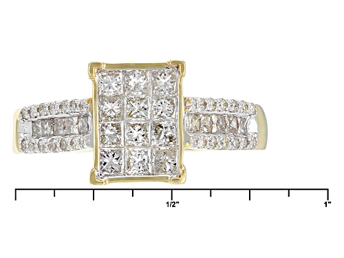 1.00ctw Princess Cut And Round White Diamond 14k Yellow Gold Ring - Size 7