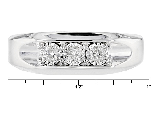 .25ctw Round White Diamond Rhodium Over Sterling Silver Mens Ring - Size 10