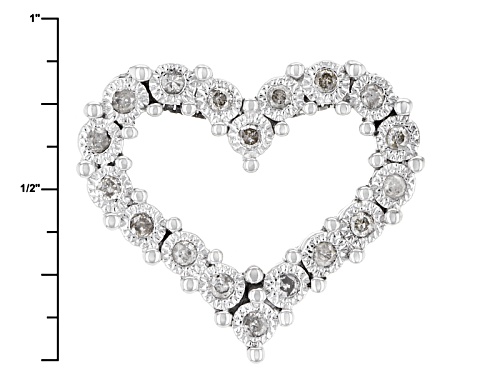 .25ctw Round White Diamond Rhodium Over Sterling Silver Heart Pendant With An 18inch Box Chain