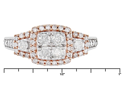 .75ctw Round White Diamond 10k White Gold Ring With 14k Rose Gold Accents - Size 7