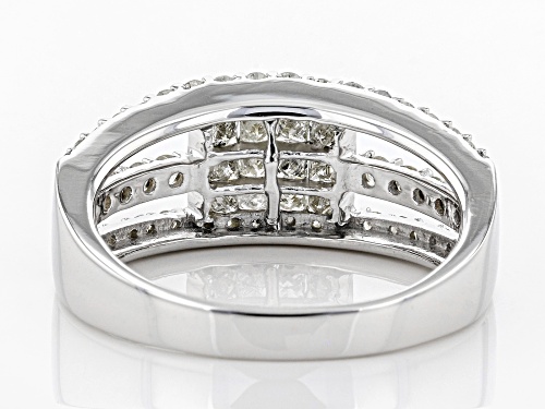 1.00ctw Princess Cut And Round White Diamond 10K White Gold Ring - Size 8