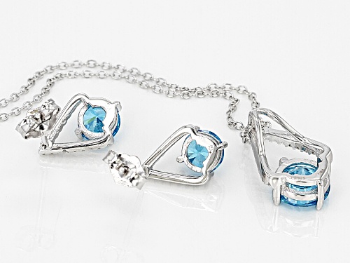 Bella Luce®Esotica™6.82ctw Neon Apatite And Diamond Simulants Rhodium Over Silver Jewelry Set
