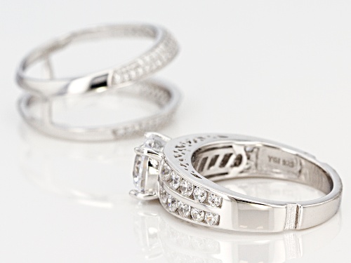 Bella Luce ® 12.60ctw Rhodium Over Sterling Silver Ring With Guard and Earrings Set