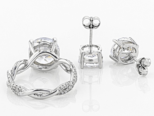 Bella Luce® 10.80ctw Rhodium Over Sterling Silver Ring and Earrings