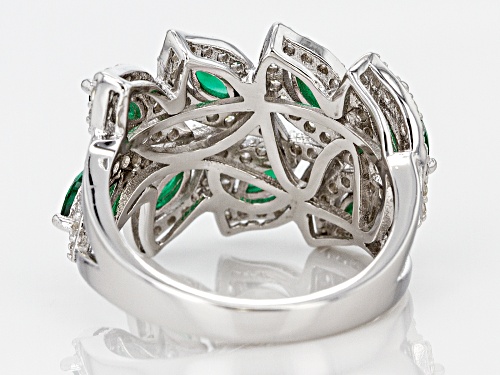 Bella Luce® 3.46ctw Emerald and White Diamond Simulants Rhodium Over Sterling Silver Ring - Size 11