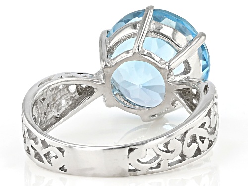 6.50ct Round Glacier Topaz™ With .25ctw Round White Topaz Rhodium Over Sterling Silver Ring - Size 10