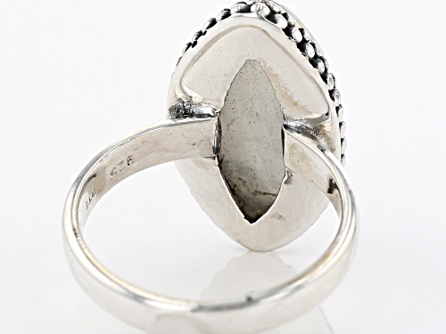 18X9mm Marquise Cabochon Rainbow Moonstone Sterling Silver Ring - Size 9