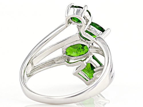 2.73ctw Square, Oval, Pear Shape and Round Chrome Diopside Rhodium Over Silver 4-Stone Ring - Size 6