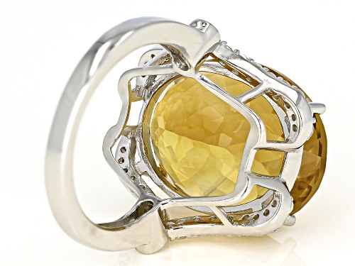 14.00ct Oval Citrine with .60ctw Round White Zircon Rhodium Over Sterling Silver Ring - Size 8