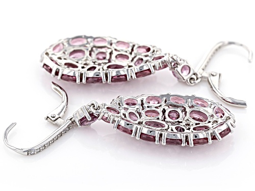 9.50ctw Mixed Shaped Blush Garnet With .30ctw White Zircon Rhodium Over Sterling Silver Earrings
