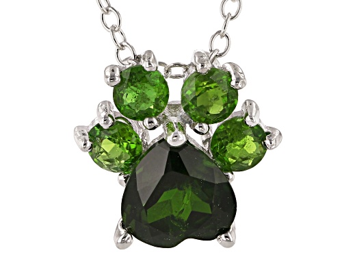 2.76ctw Heart Shape & Round Chrome Diopside Rhodium Over Silver Ring and Slide with Chain Set