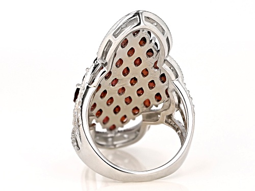 5.50ctw Marquise Garnet With 0.90ctw Round White Zircon Rhodium Over Sterling Silver Ring - Size 7