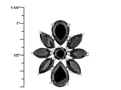 6.63ctw Pear Shape, Marquise, And Round Black Spinel Sterling Silver Cluster Ring - Size 4