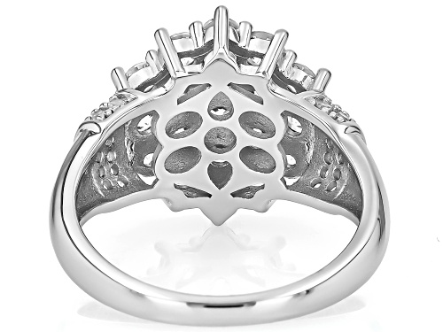 2.61ctw Round White Zircon Rhodium Over Sterling Silver Cluster Ring - Size 6