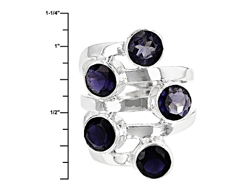 3.00ctw Round Iolite Sterling Silver 5-Stone Ring - Size 5