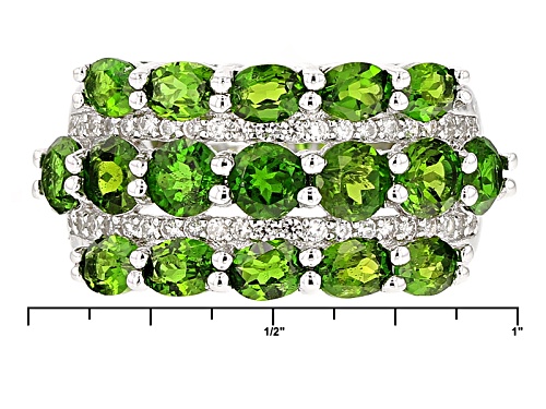 3.88ctw Oval And Round Russian Chrome Diopside With .37ctw Round White Zircon Sterling Silver Ring - Size 5