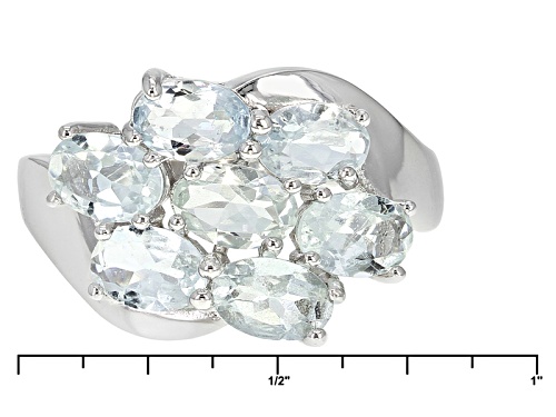 2.82ctw Oval Aquamarine Sterling Silver Ring - Size 11