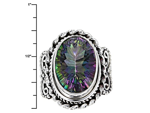 6.00ct Oval Multi-Color Quartz Sterling Silver Solitaire Ring - Size 5