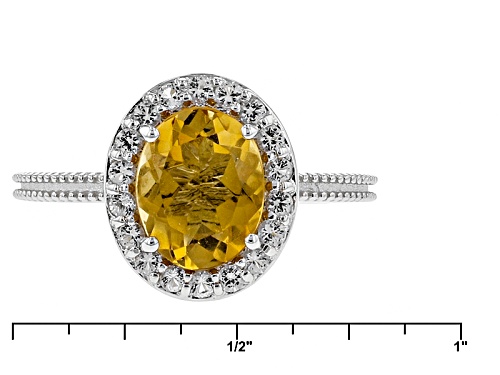 1.60ct Oval Citrine With .35ctw Round White Topaz Sterling Silver Ring - Size 12