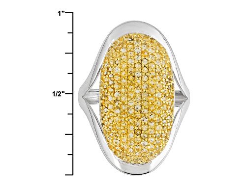 1.15ctw Round Yellow Citrine Sterling Silver Cluster Ring - Size 5